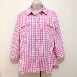 CAbi Shirt Ladies Size Large Plaid Western Style